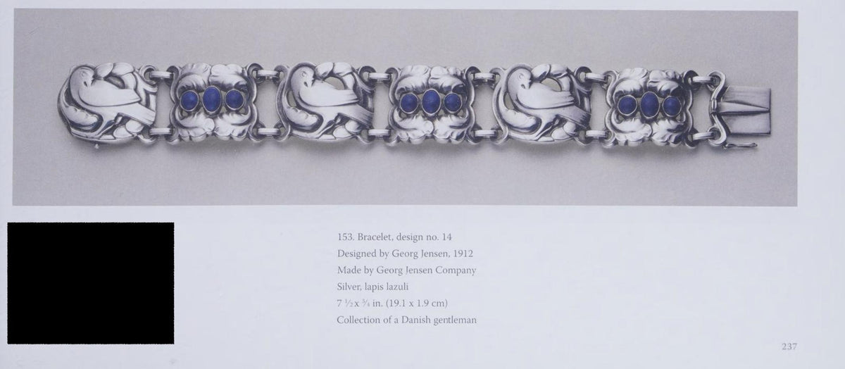 Georg Jensen Moonstone Sterling Silver Vintage Dove Link Bracelet No. 14