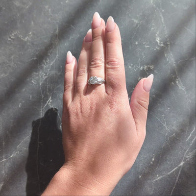 Art Deco 1.88 CTW Old European Cut Diamond Platinum Wheat Square Engagement Ring