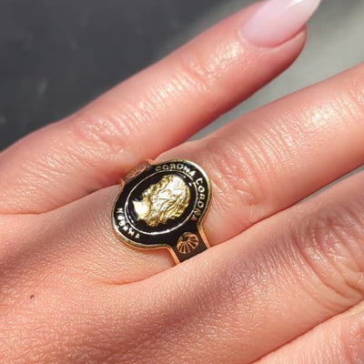 Cartier 1970's Black Enamel 18 Karat Yellow Gold Vintage Unisex Cigar Band Ring