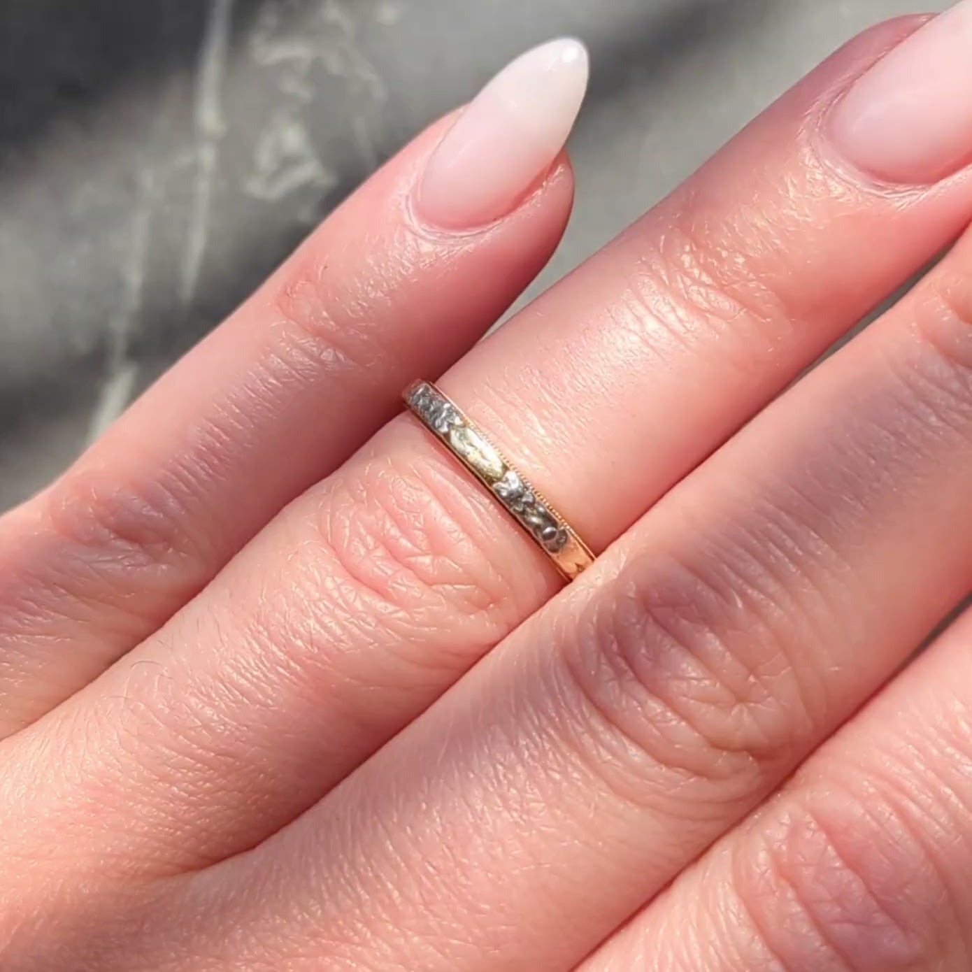 1957 14 Karat Two-Tone Gold Vintage Orange Blossom Band Ring