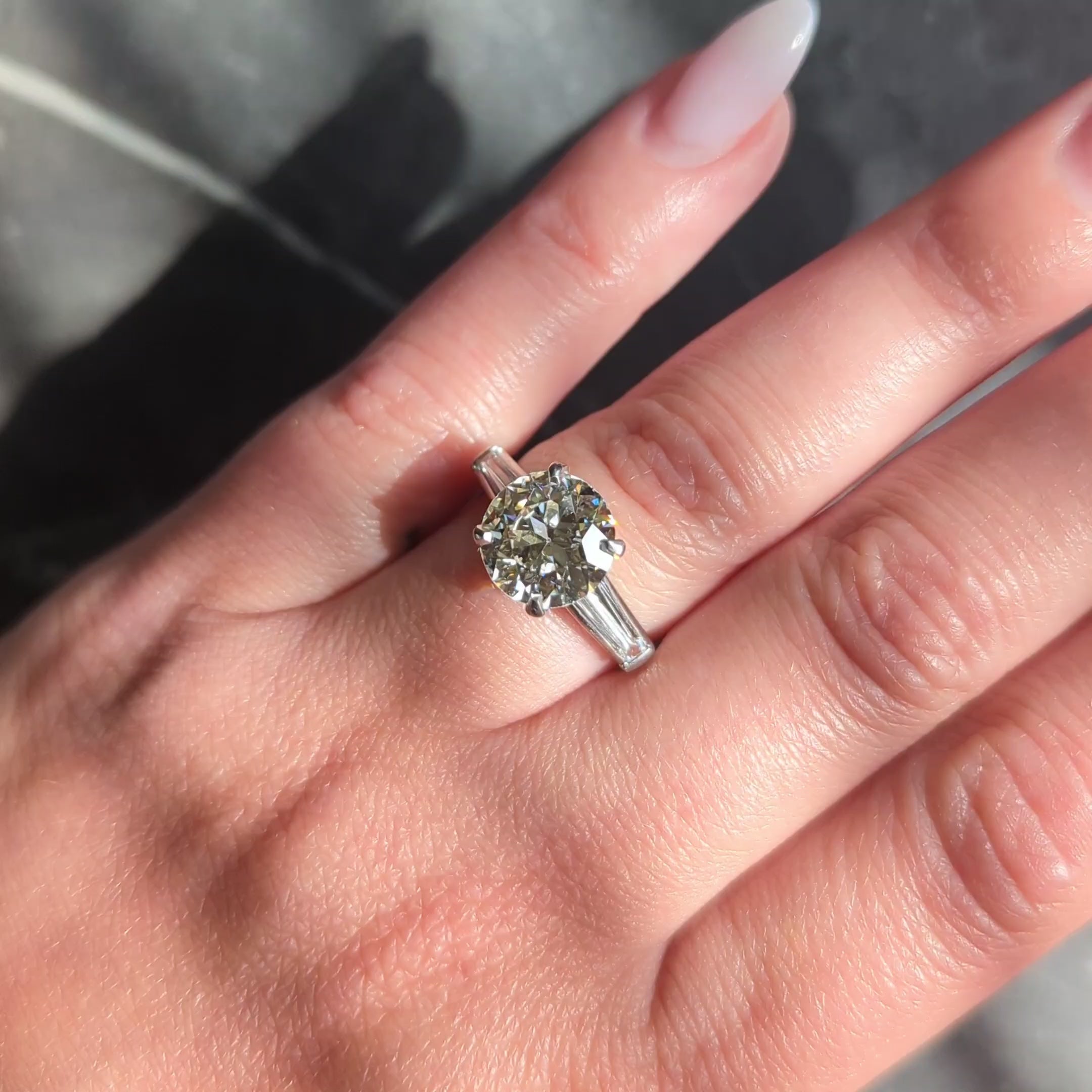 Mid-Century 3.50 CTW Diamond Platinum Vintage Engagement Ring GIA