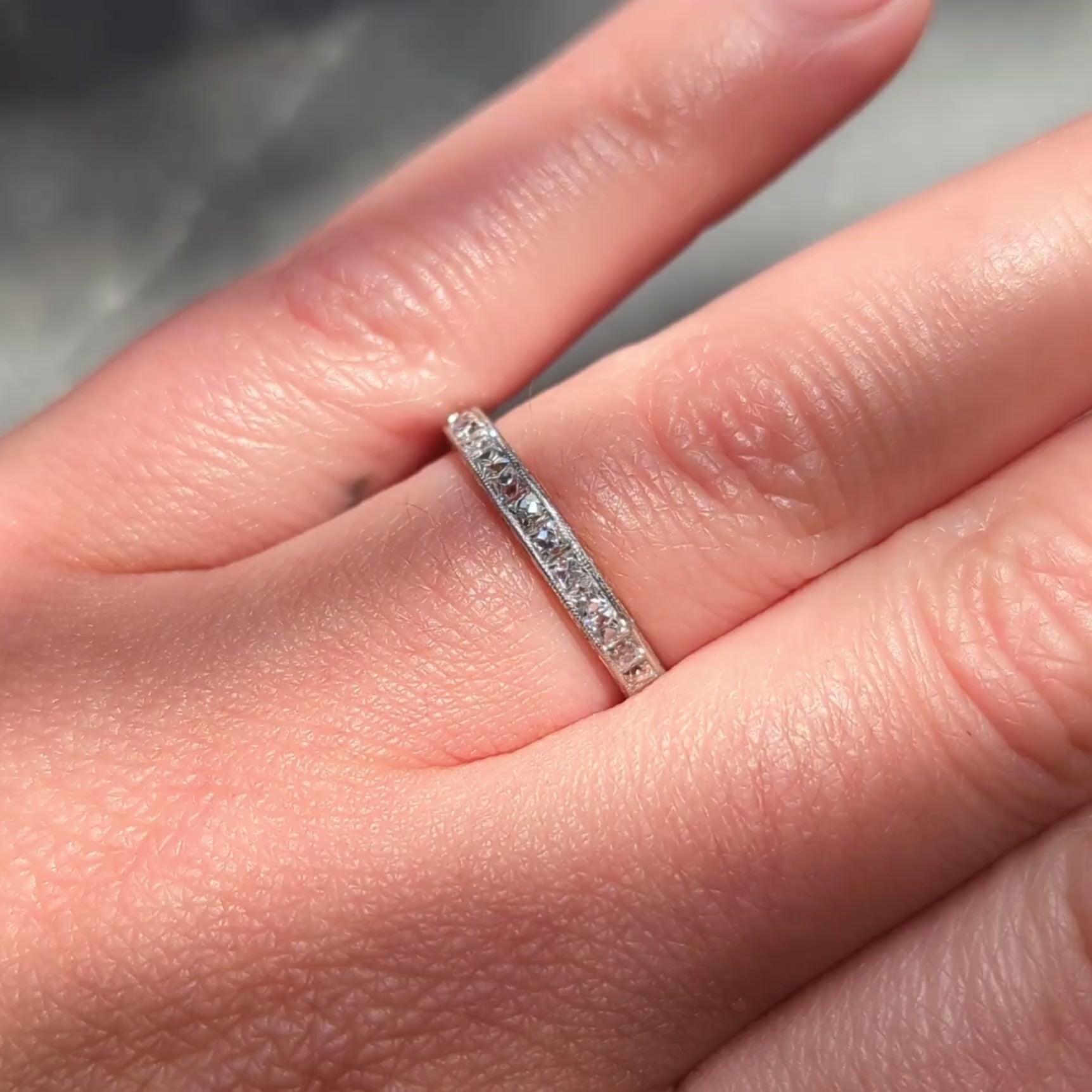 Art Deco 1.60 CTW French Cut Diamond Platinum Vintage Eternity Wedding Band Ring