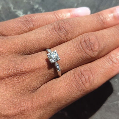 Bristol Co. Retro 1.27 CTW Old European Diamond Platinum Vintage Engagement Ring