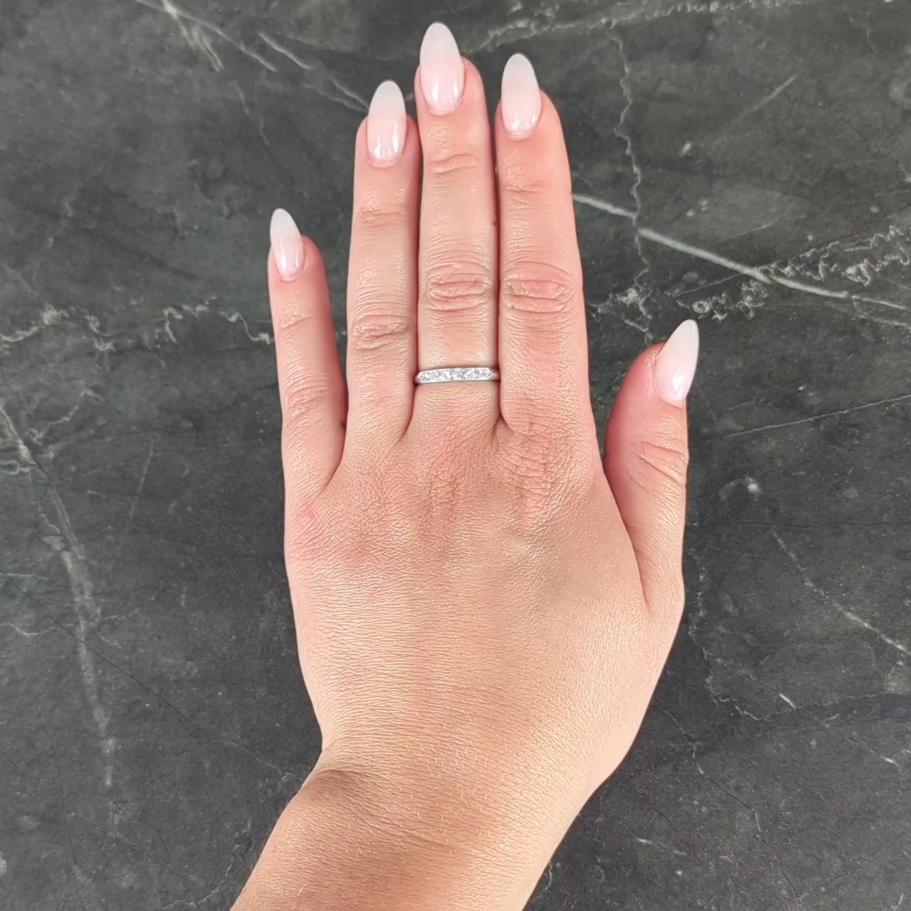 Art Deco Diamond Platinum Vintage Channel Wedding Band Ring