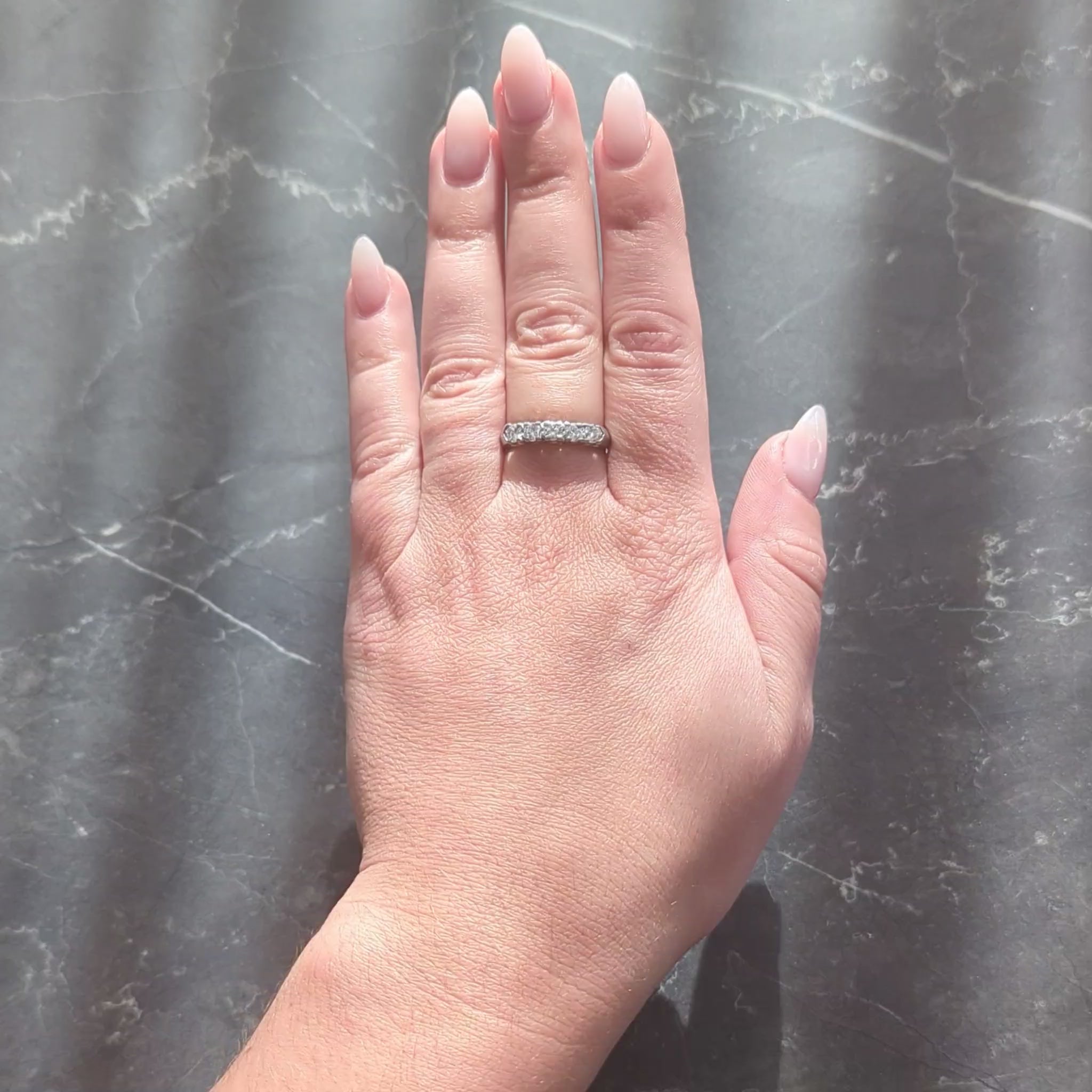 Mid-Century 0.75 CTW Diamond Platinum Vintage Fishtail Band Ring