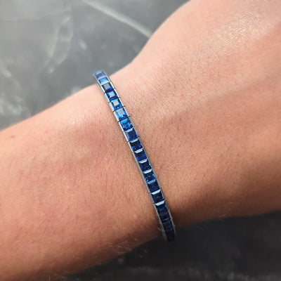 Mid-Century 12.76 CTW Sapphire Platinum Vintage Line Bracelet