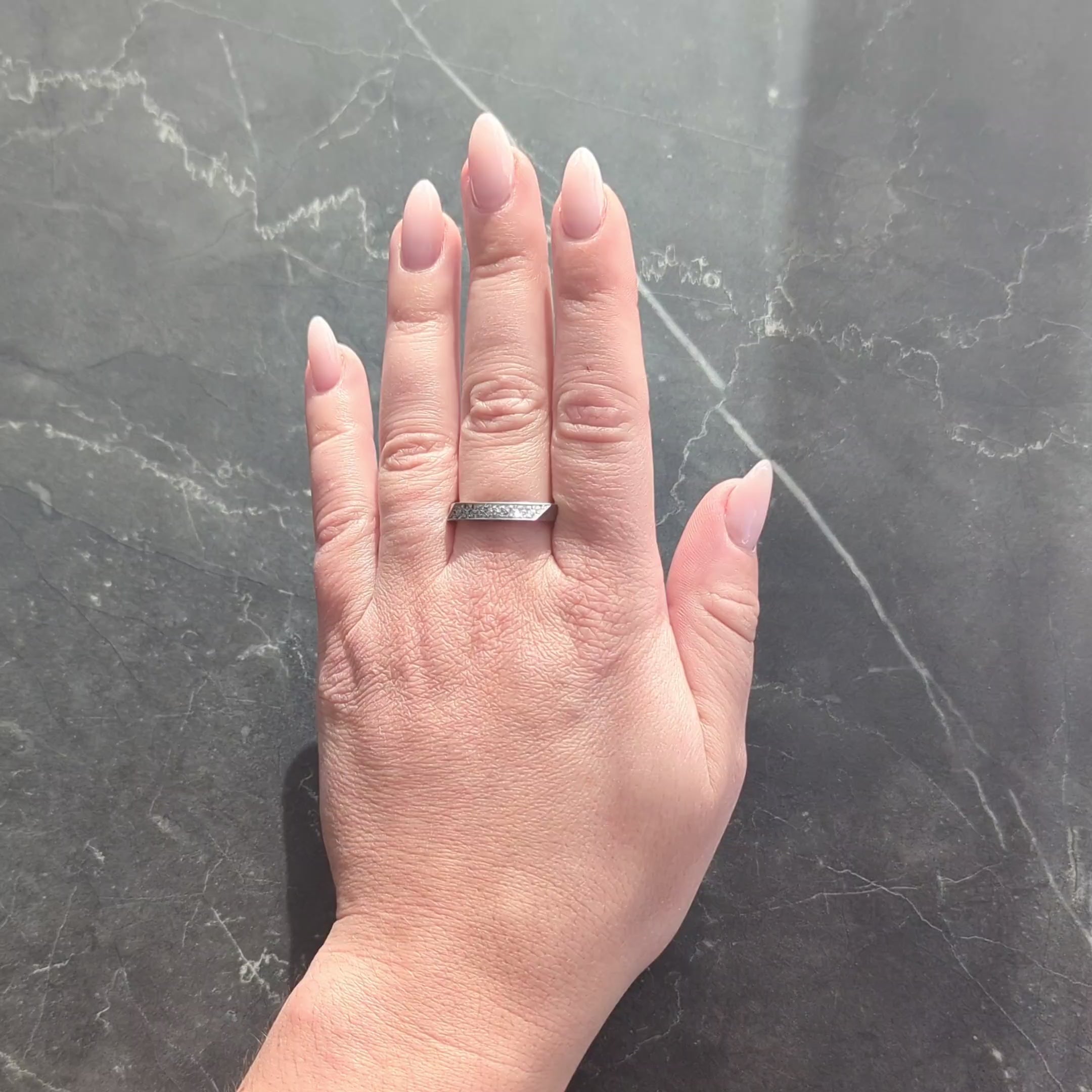 Frank Gehry Tiffany & Co. 1990's Diamond 18K White Gold Square Torque Band Ring