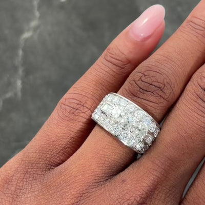 Bulgari 1950's 7.05 CTW Diamond Platinum Vintage Wide 1950's Band Ring