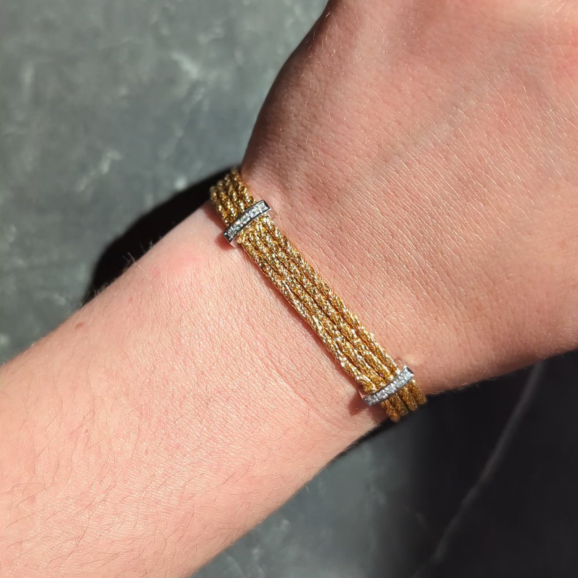 Tiffany & Co. 1990's Diamond 18K Yellow Gold Platinum Vintage Strand Bracelet