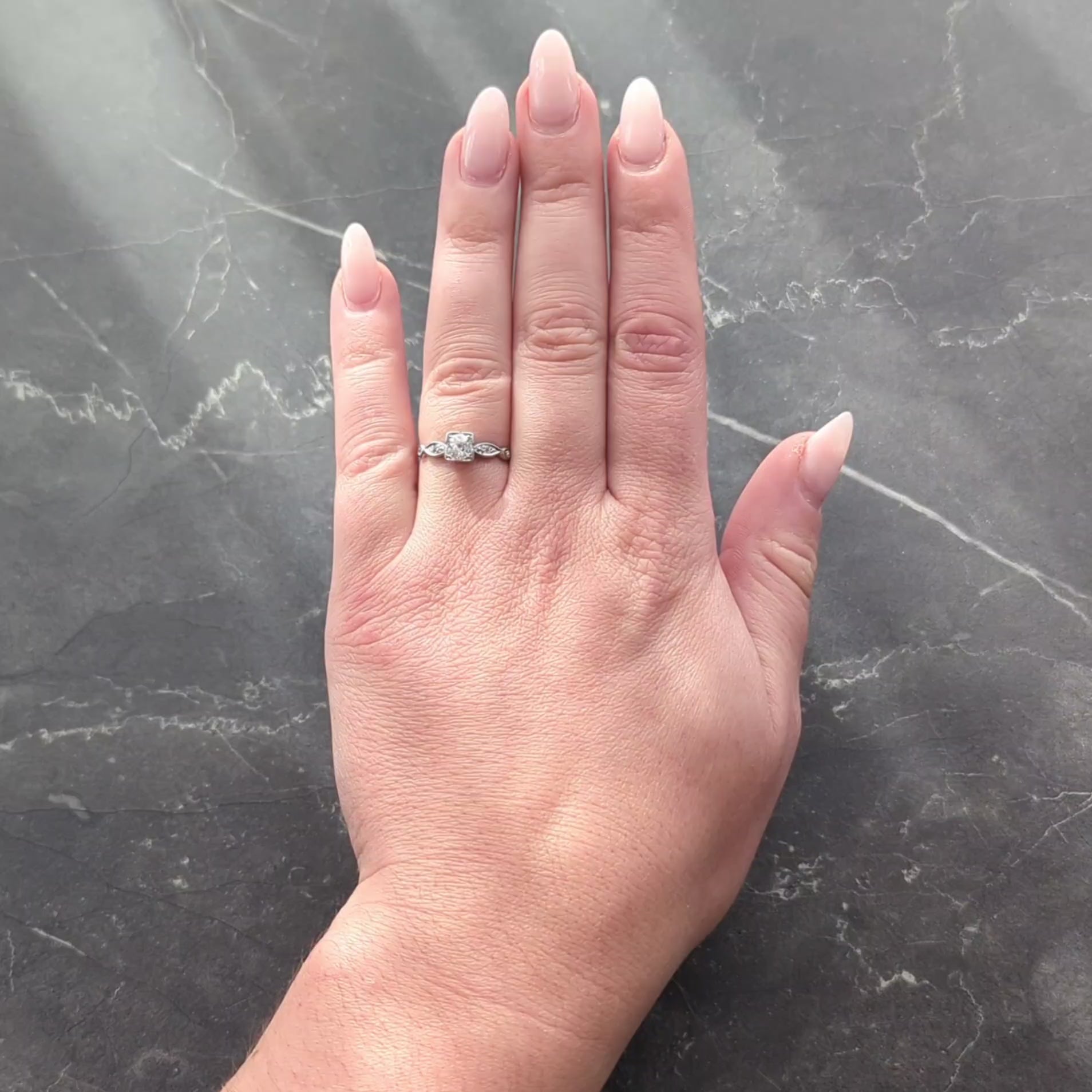 Retro 0.43 CTW Old Mine Diamond 18 Karat White Gold Vintage Engagement Ring