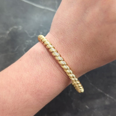 Van Cleef & Arpels 1960's 18K Yellow Gold Vintage Twisted Rope Bangle Bracelet
