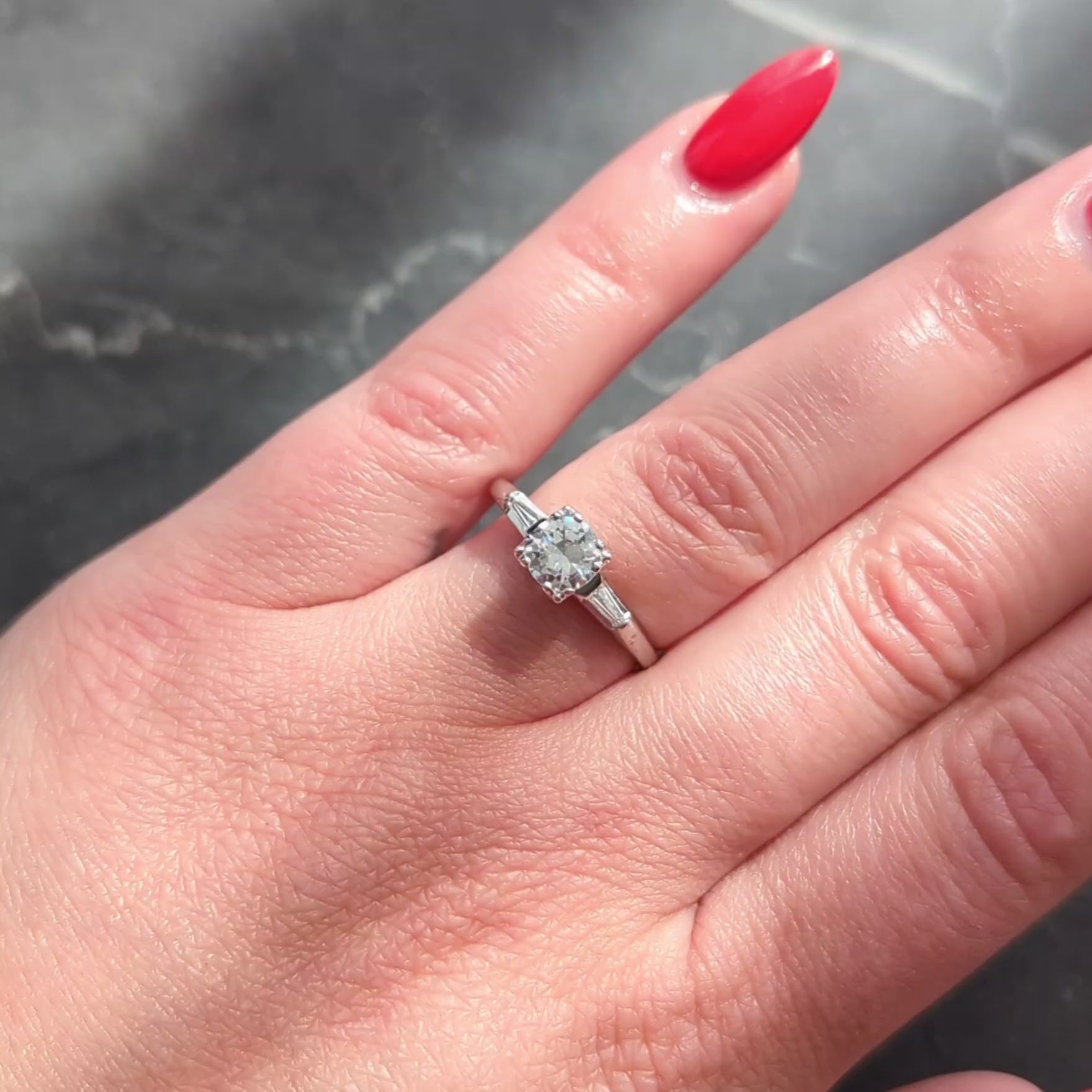 Mid-Century 0.76 CTW Transitional Cut Diamond 14K Gold Vintage Engagement Ring