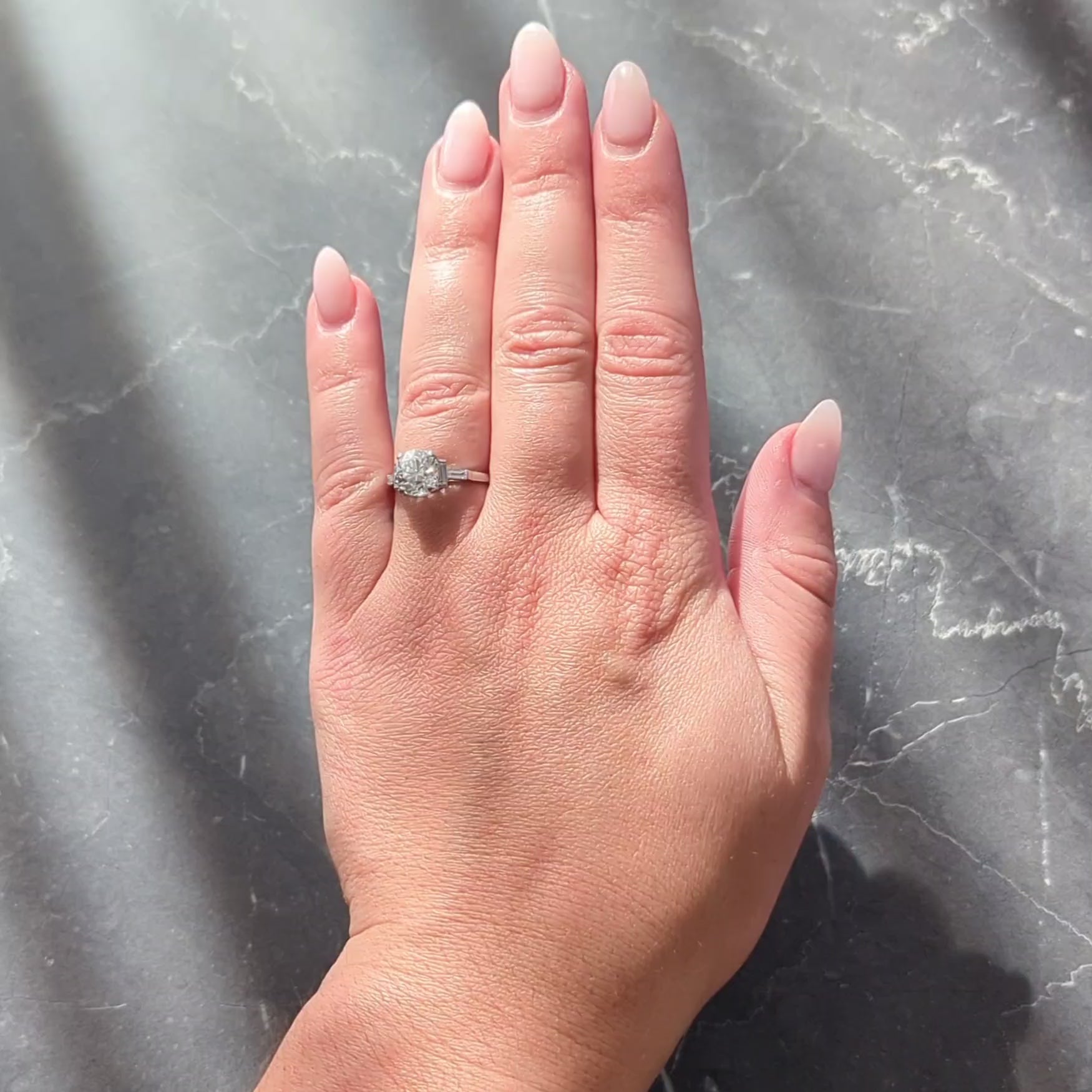 1950's 2.25 CTW Old European Diamond Platinum Five Stone Vintage Engagement Ring