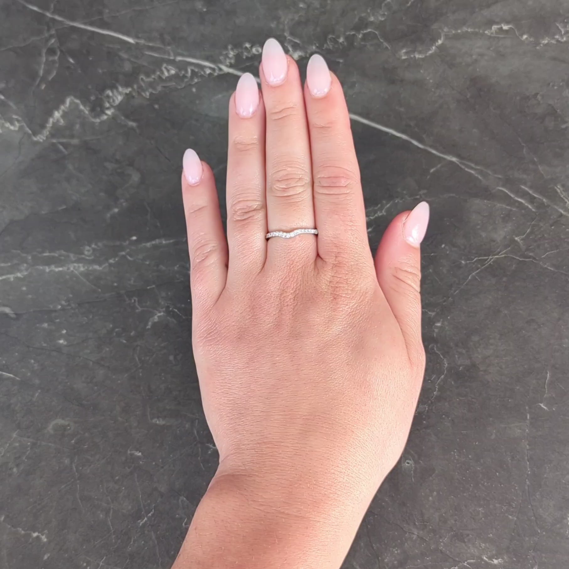 Contemporary Diamond 14 Karat White Gold Contour Wedding Band Ring