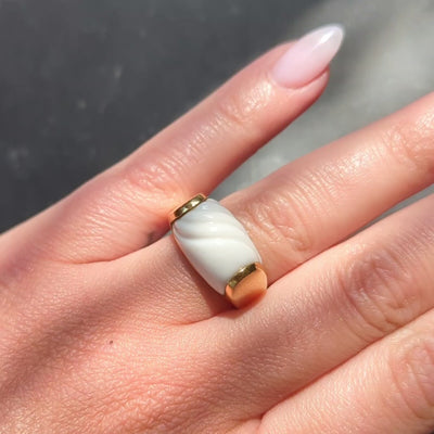 Bvlgari Ceramic 18 Karat Yellow Gold Vintage Chandra Ring