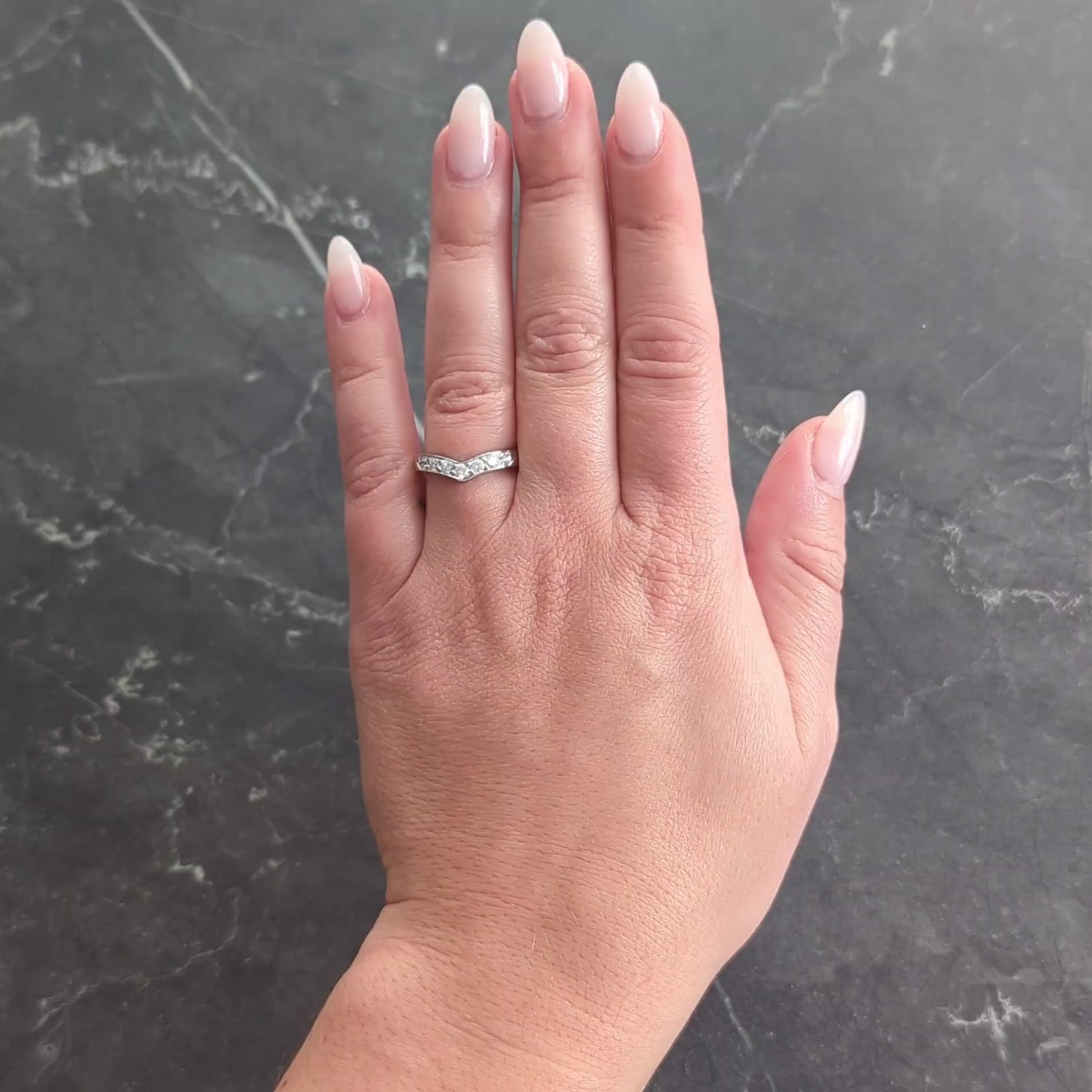 Tiffany & Co. Contemporary Diamond Platinum Chevron V Band Ring