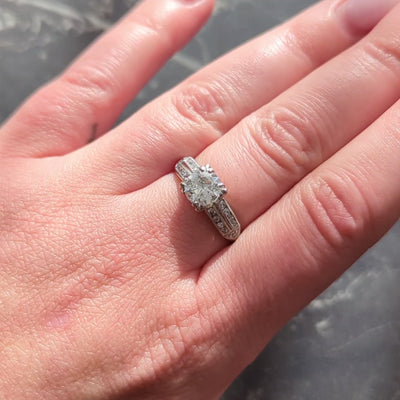 Mid-Century Old European Cut Diamond Platinum Arrow Vintage Engagement Ring GIA