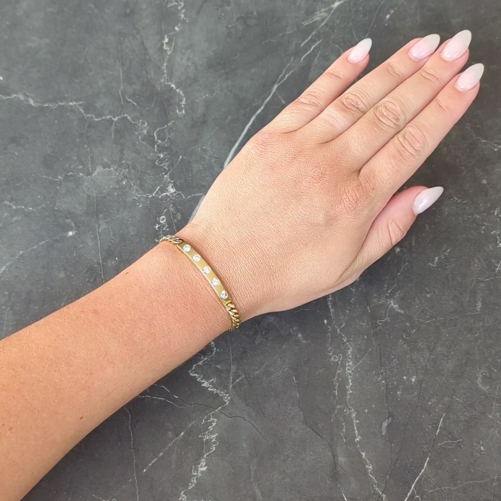 Bulgari 1970's Diamond 18 Karat Yellow Gold Vintage Bar Bracelet