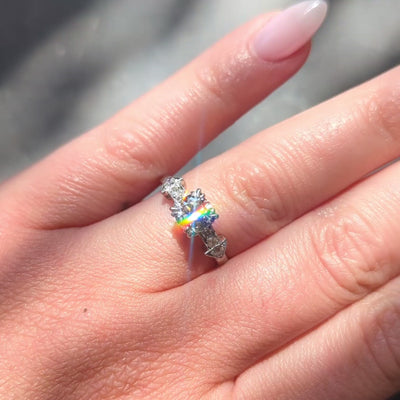 Mid-Century Old European Cut Diamond Platinum Vintage Arrow Engagement Ring