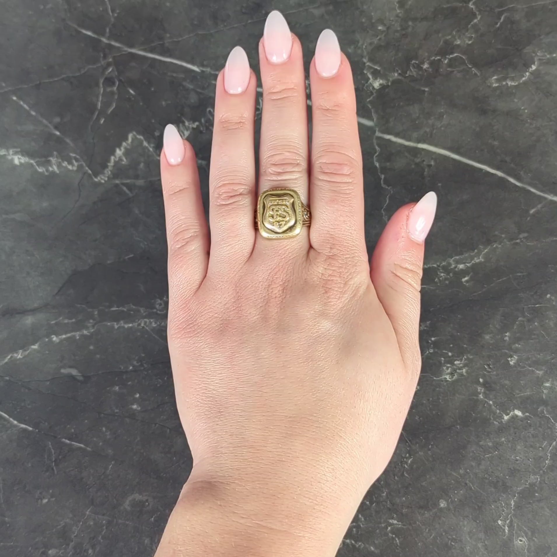 Art Deco 1927 14 Karat Yellow Gold Antique New York Police Unisex Signet Ring