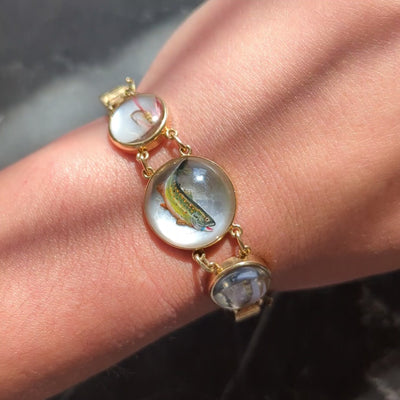 Edwardian Essex Crystal Quartz 14K Gold Antique Fishing Basket Bracelet