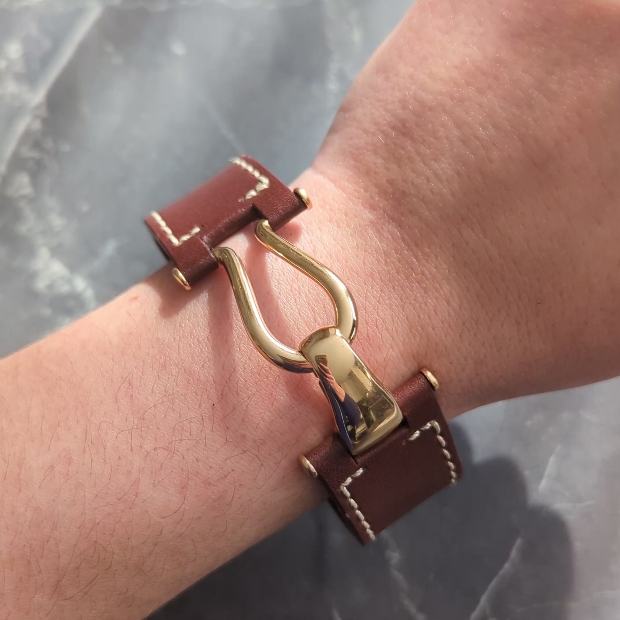 Tiffany & Co. Paloma Picasso 18 Karat Yellow Gold Vintage Leather Bracelet