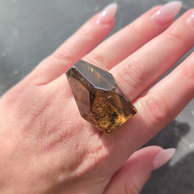 H. Stern Diane Von Furstenberg Rutilated Quartz 18 Karat Yellow Gold Power Ring