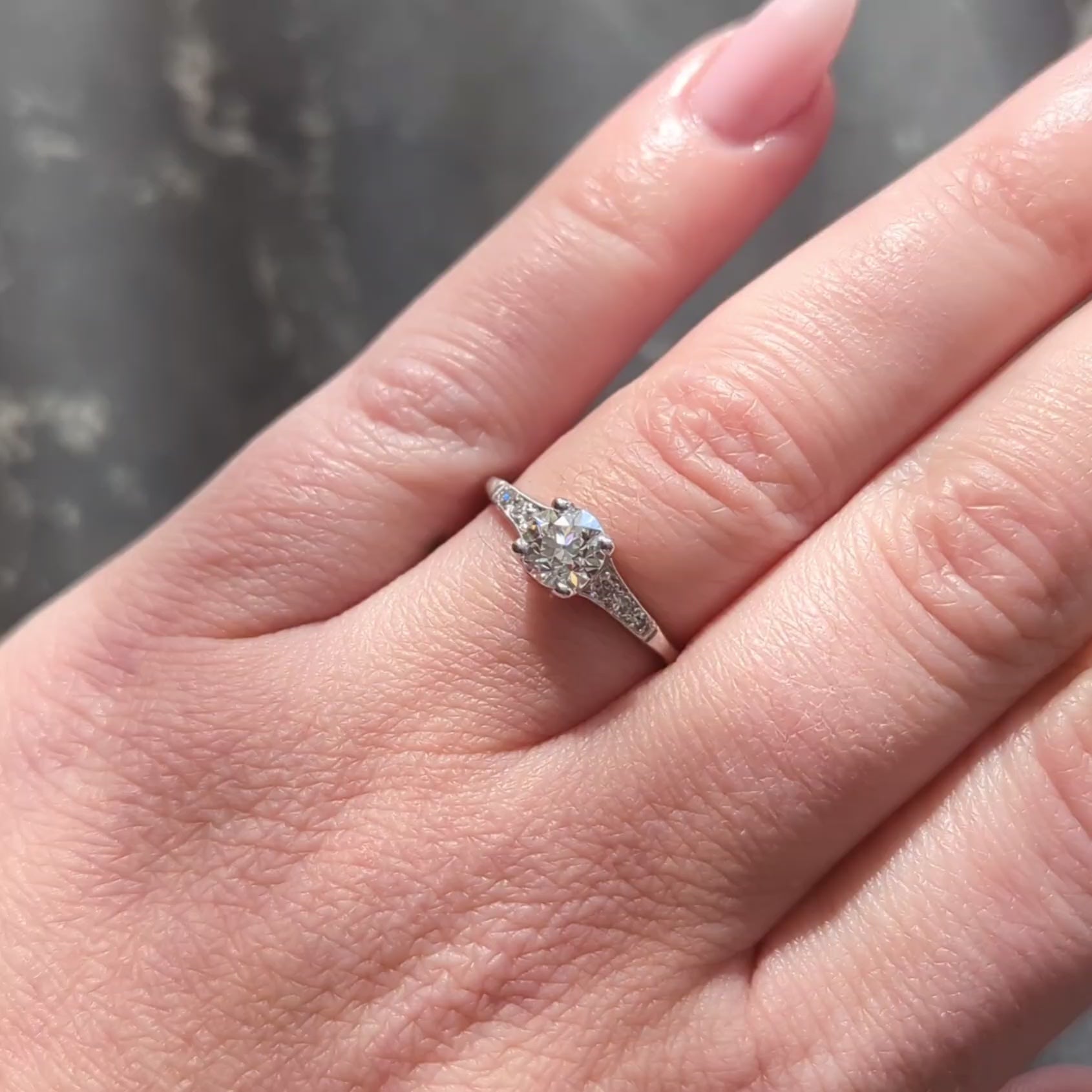 Mid-Century 0.78 CTW Diamond Platinum Vintage Seven Stone Engagement Ring