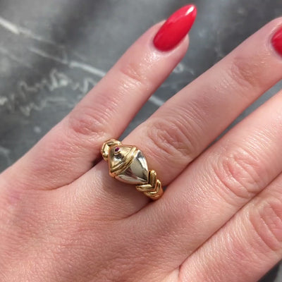 Bulgari 1990's Ruby 18 Karat Two-Tone Gold Naturalia Fish Ring