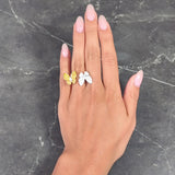 Van Cleef & Arpels Yellow Sapphire Diamond 18 Karat Gold Two Butterfly Between Finger Ring