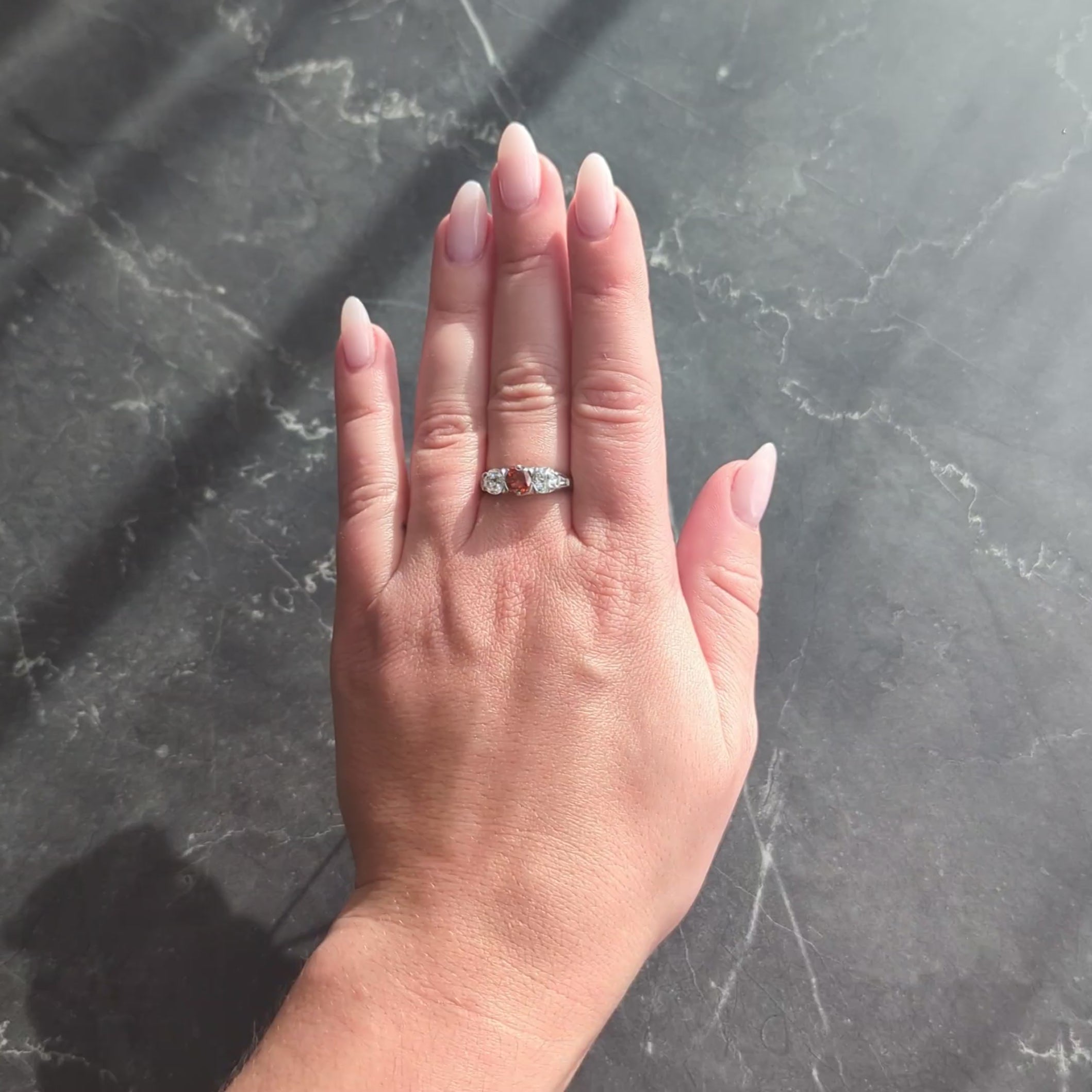 Mid-Century 2.06 CTW Fancy Diamond Platinum Three Stone Vintage Ring GIA