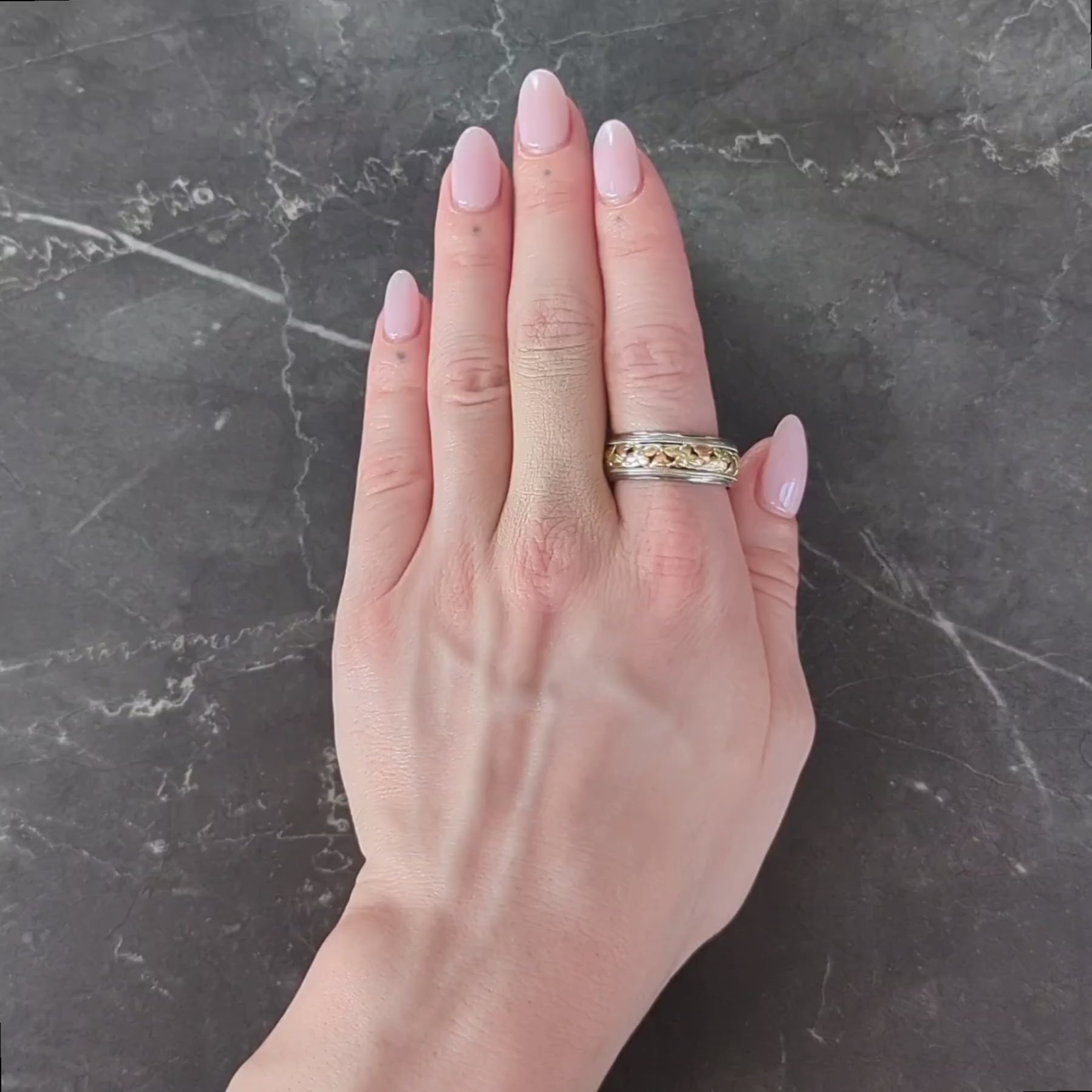 Jabel 1990's 14 Karat Tri-Colored Gold Vintage Orange Blossom Unisex Band Ring