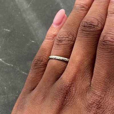 Art Deco Platinum Orange Blossom Wedding Band Ring