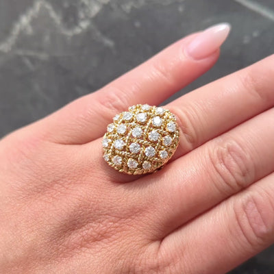 Cartier Paris 1960's Diamond 18 Karat Yellow Gold Vintage Twisted Rope Dome Ring