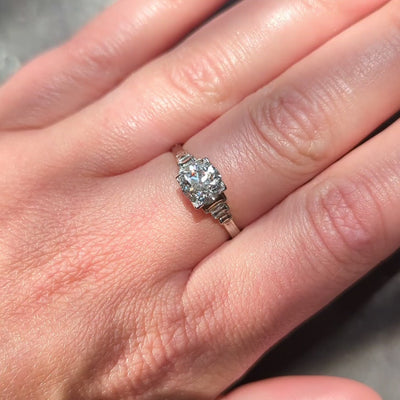 Art Deco 1.23 CTW Old European Cut Diamond Platinum Vintage Engagement Ring GIA