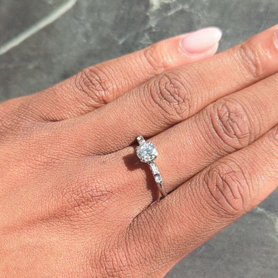 Mid-Century 0.85 CTW Transitional Cut Diamond Platinum Vintage Engagement Ring