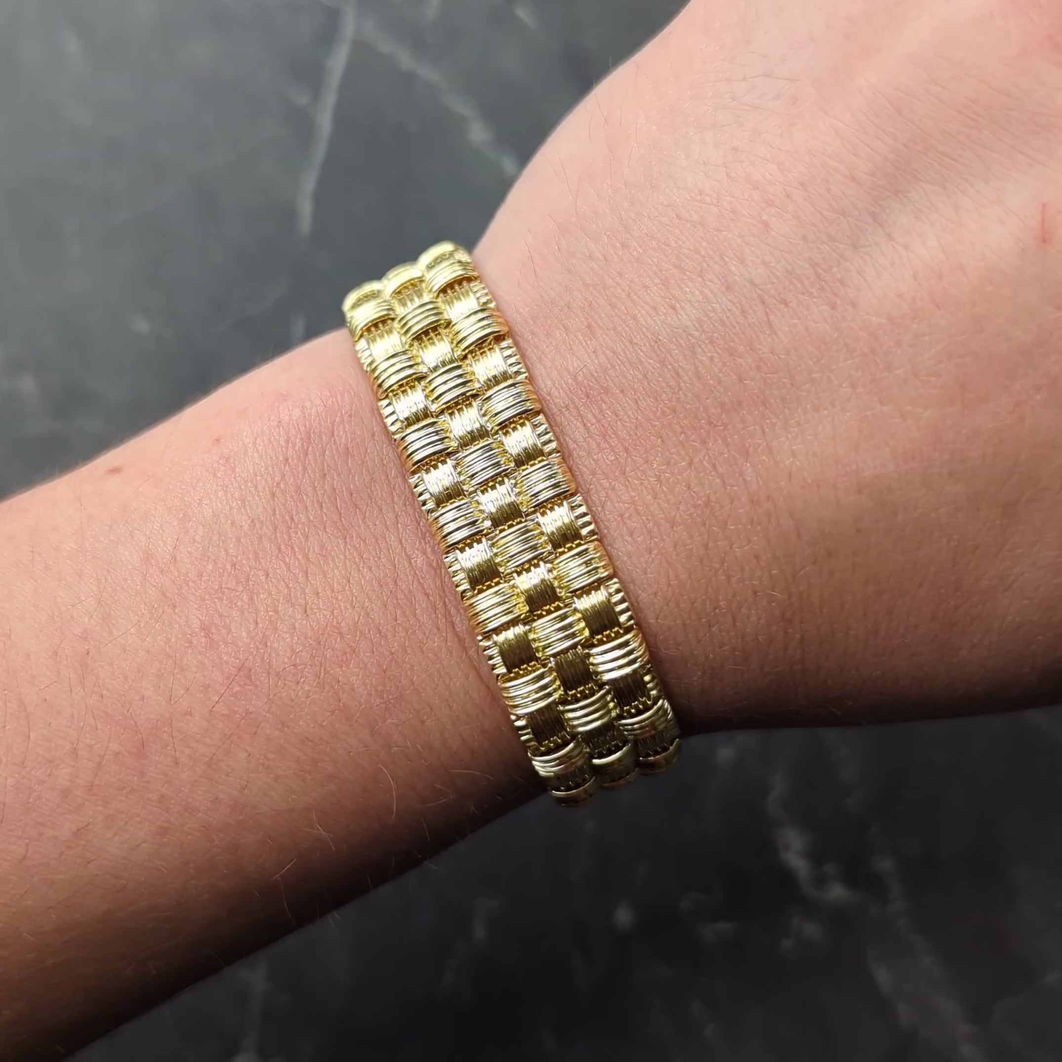 Roberto Coin Diamond 18 Karat Yellow White Gold Appassionata Woven Bracelet