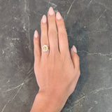 Victorian Fulmer & Co. 3.21 CTW Yellow Sapphire Diamond 14 Karat Gold Antique Halo Ring