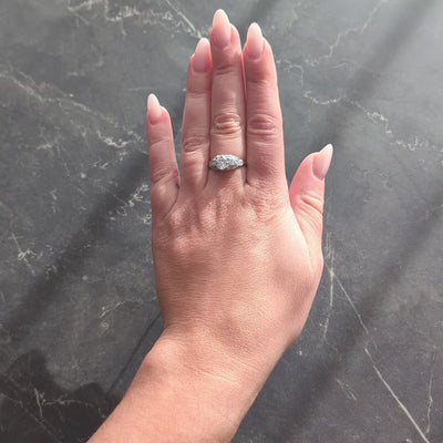 Axel Bros. Art Deco Old European Cut Diamond Platinum Stepped Engagement Ring