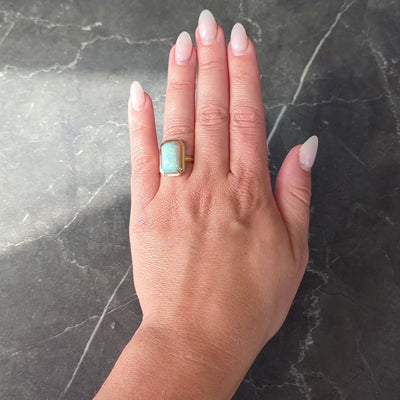 Early Art Deco Opal 14 Karat Yellow Gold Antique Cocktail Ring