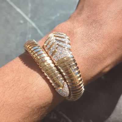 Bulgari Diamond 18 Karat Rose Gold Serpenti Tubogas Wrap Bracelet