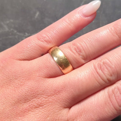 Victorian 18 Karat Yellow Gold Antique Wide Cigar Wedding Band Ring