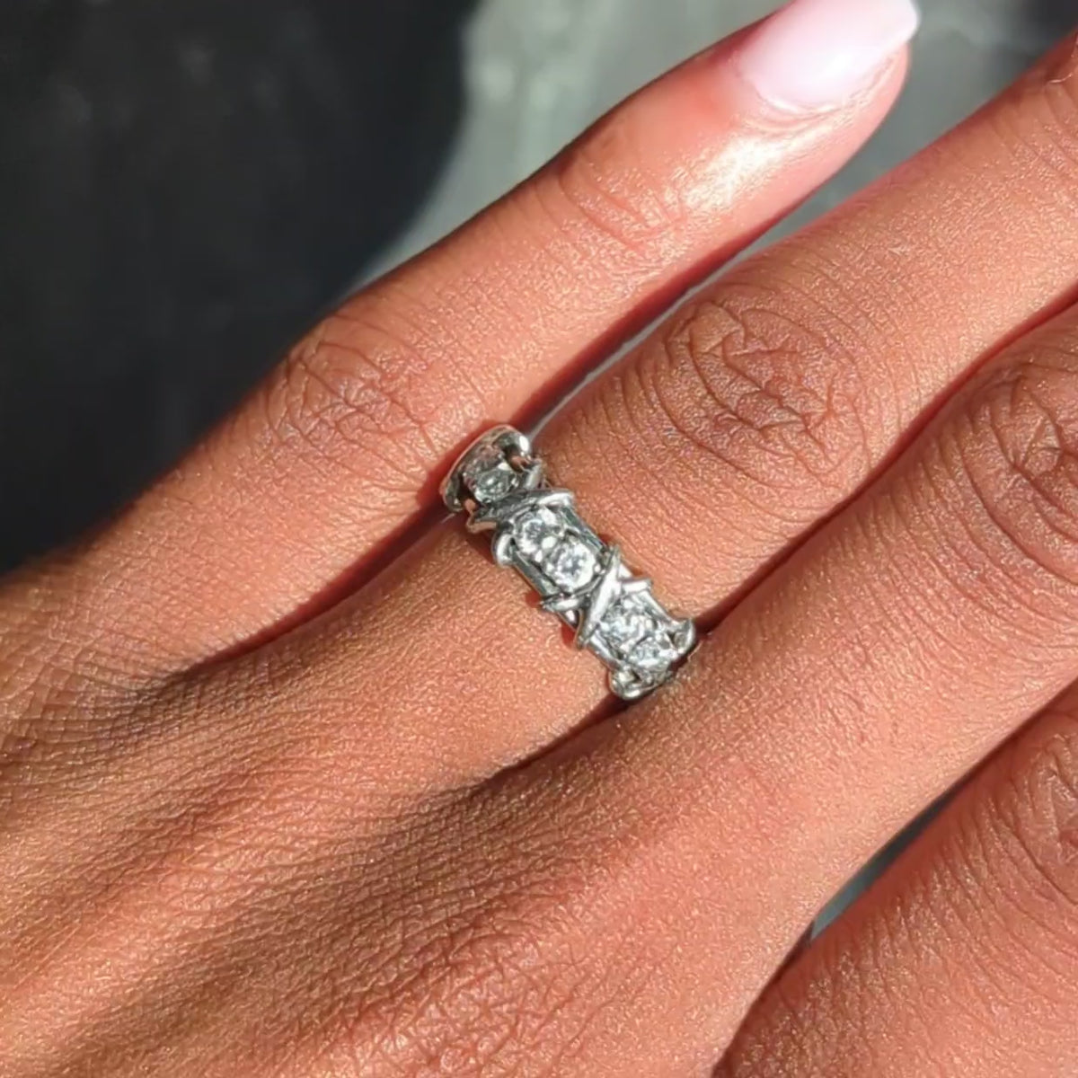 Tiffany & Co. Schlumberger  Diamond Platinum Vintage Sixteen Stone Band Ring