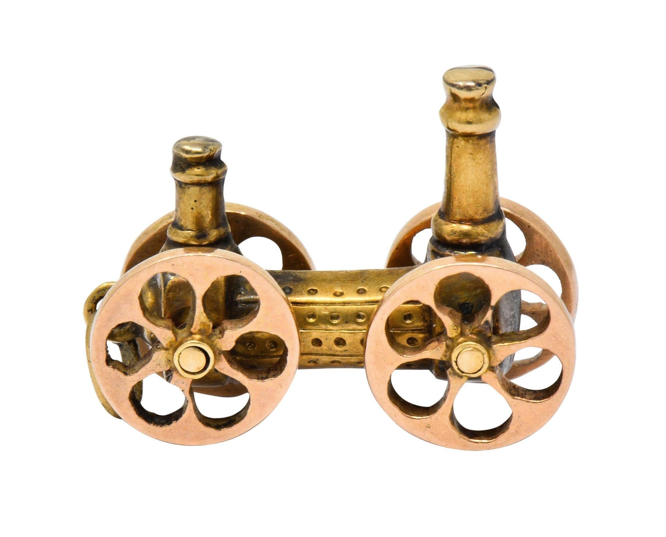Victorian 18 Karat Two-Tone Gold Antique Steam Engine Locomotive Charm