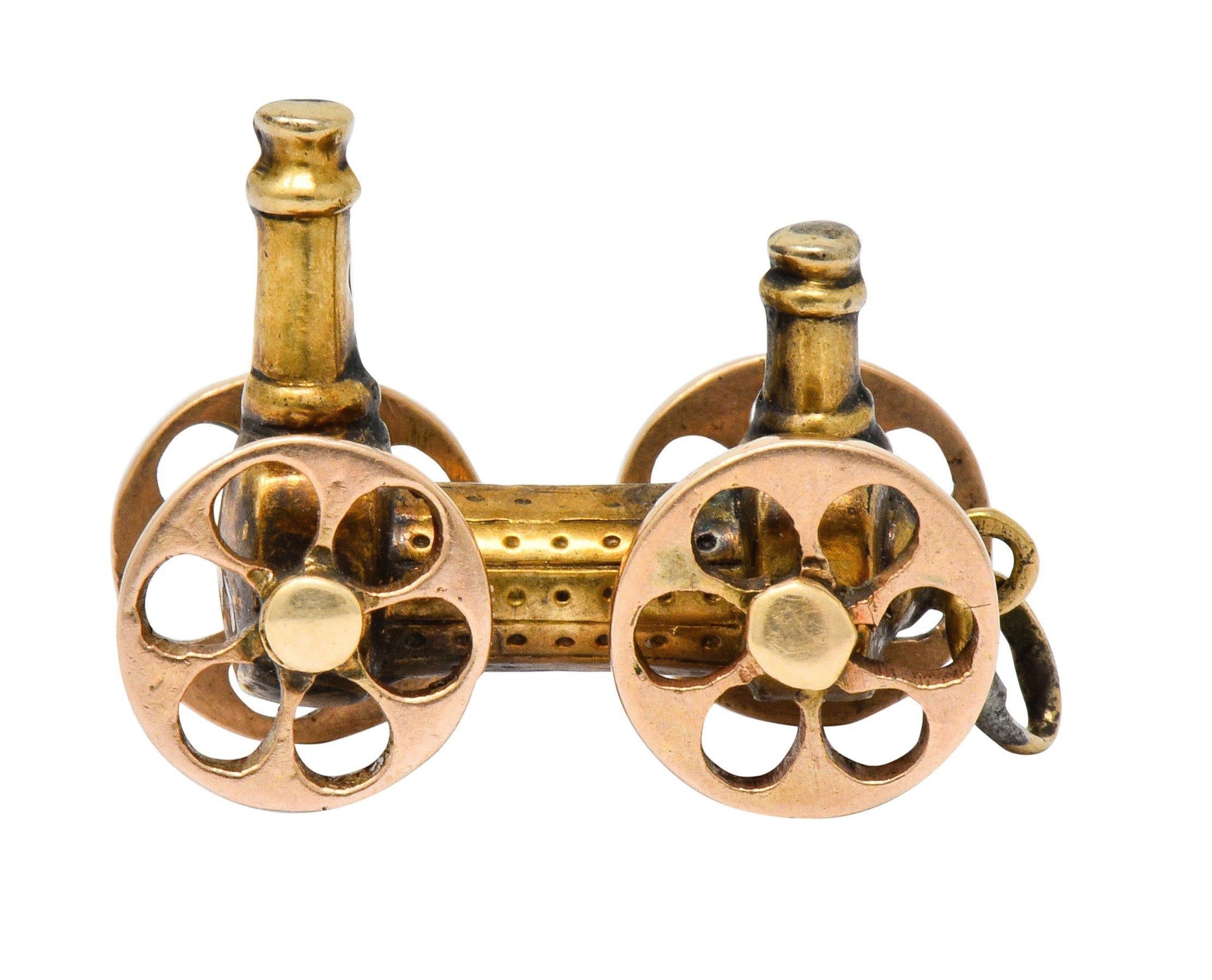 Victorian 18 Karat Two-Tone Gold Antique Steam Engine Locomotive Charm