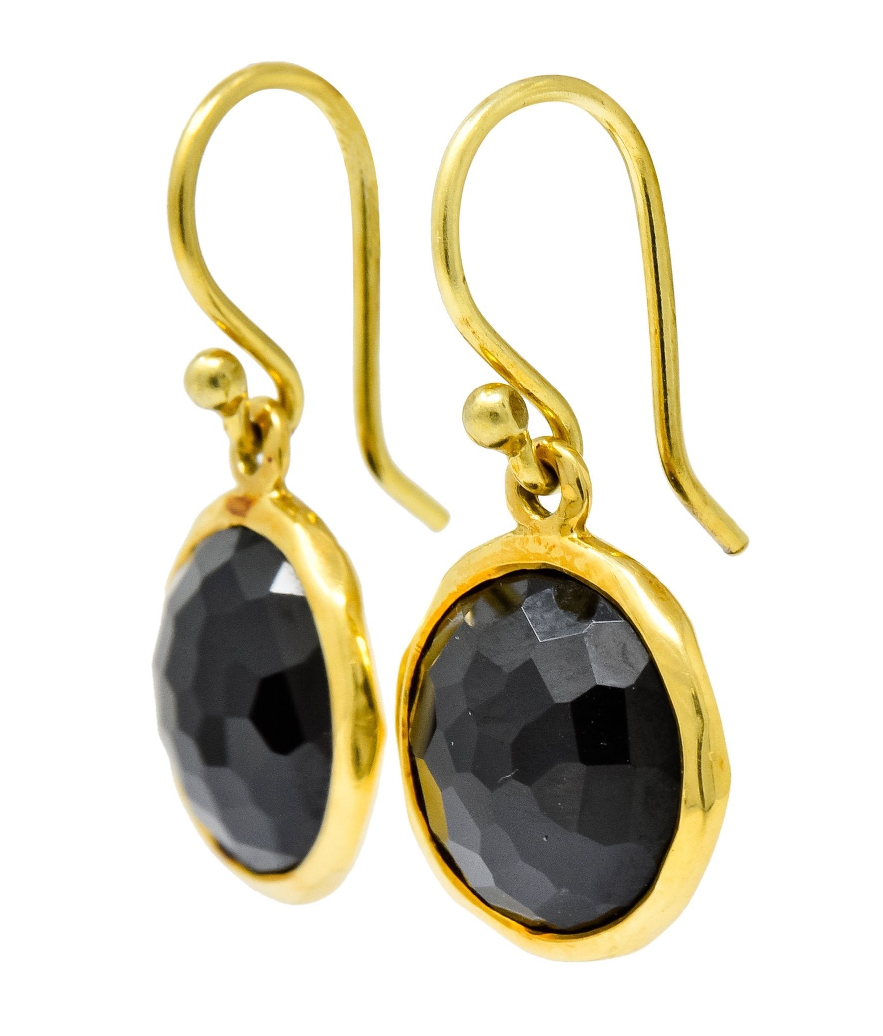 Ippolita Faceted Onyx 18 Karat Gold Lollipop Drop Earrings - Wilson's Estate Jewelry