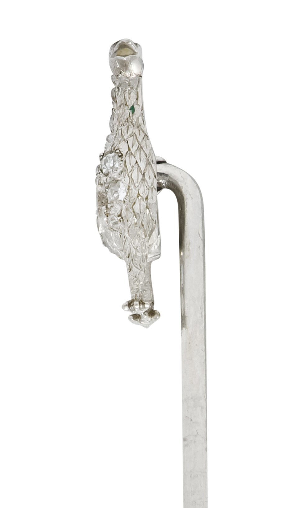 Edwardian Rose Cut Diamond Platinum Dove Stickpin - Wilson's Estate Jewelry