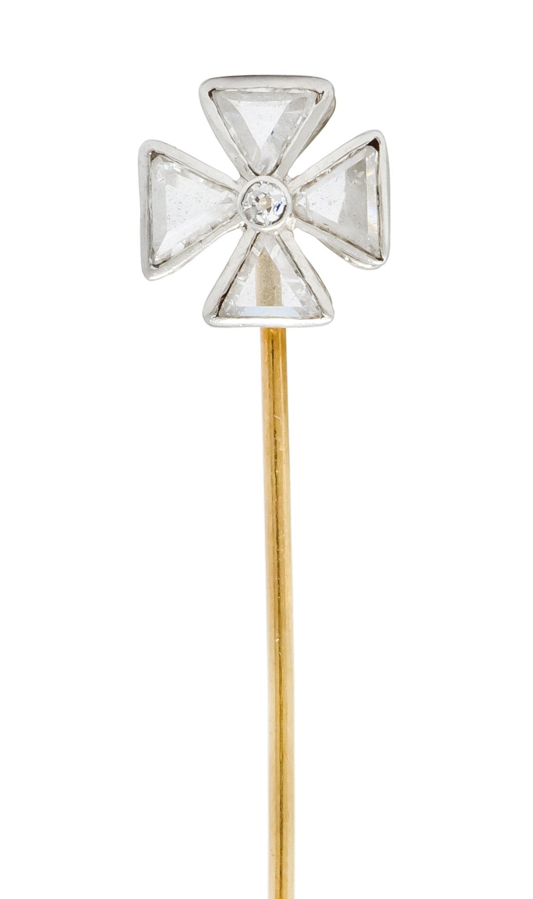 Edwardian Diamond Platinum-Topped 14 Karat Gold Maltese Cross Stickpin - Wilson's Estate Jewelry