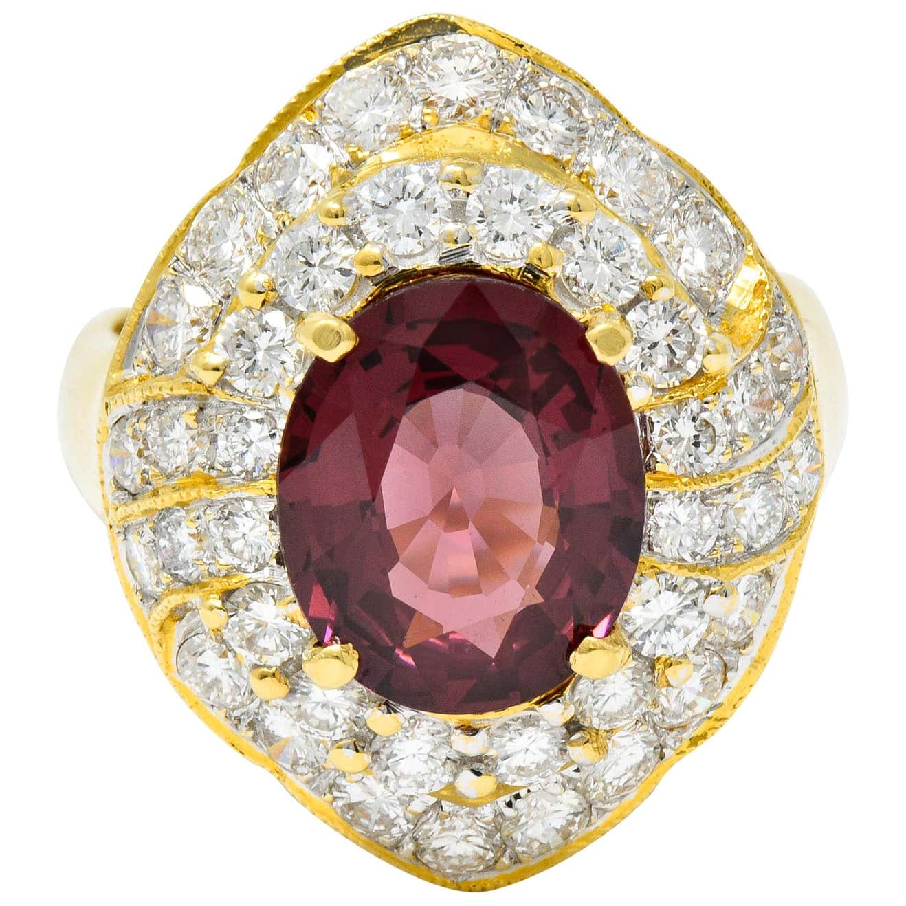 Vintage 4.88 Carat No Heat Spinel Diamond 18 Karat Gold Cluster Ring GIARing - Wilson's Estate Jewelry