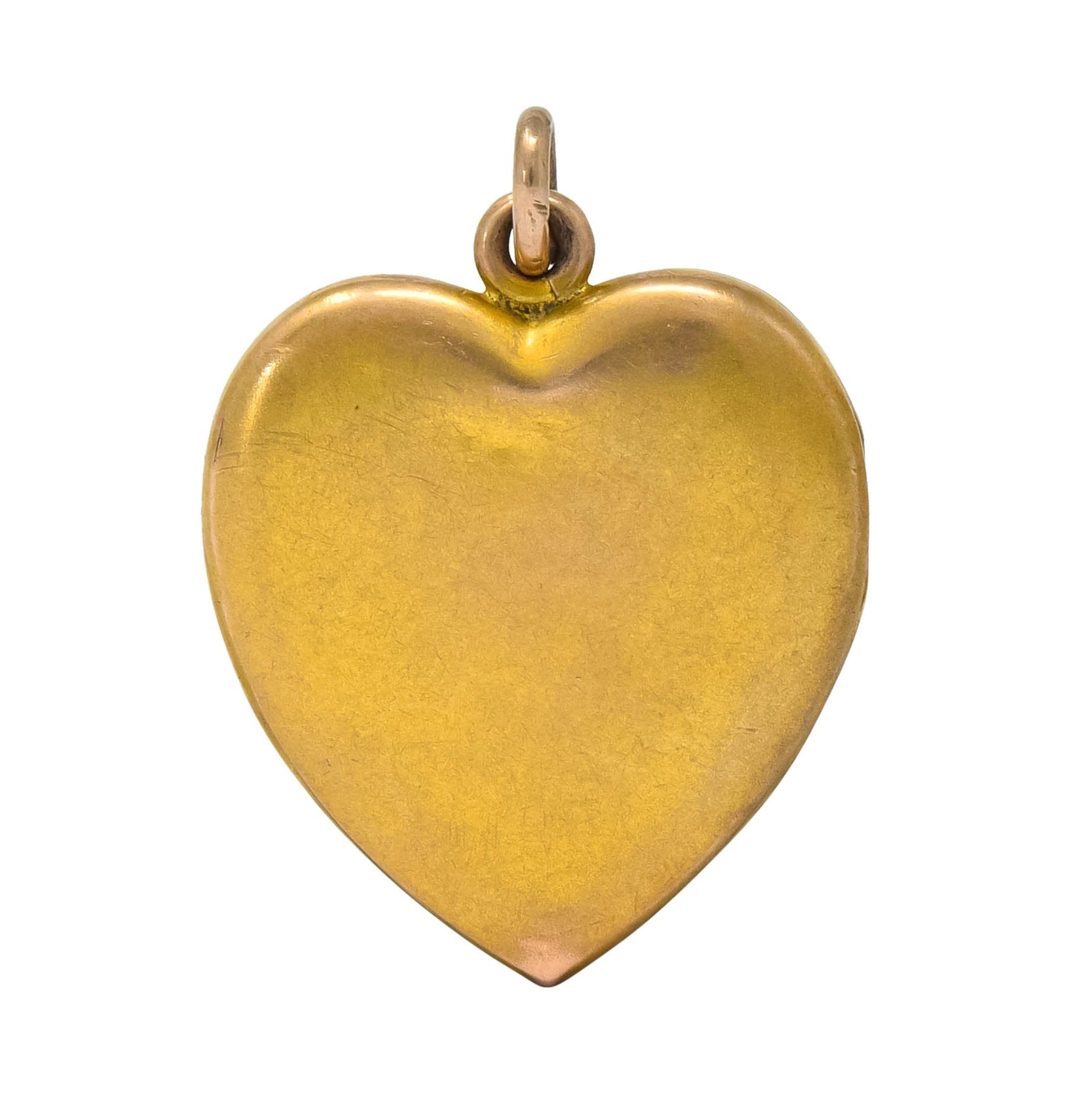 1900 Victorian 14 Karat Gold Angel Heart Locket Pendant - Wilson's Estate Jewelry